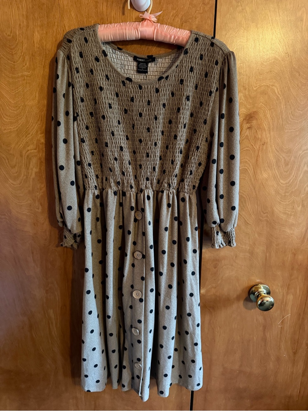 Robert Louis Taupe with Black Polka Dot Midi Dress
